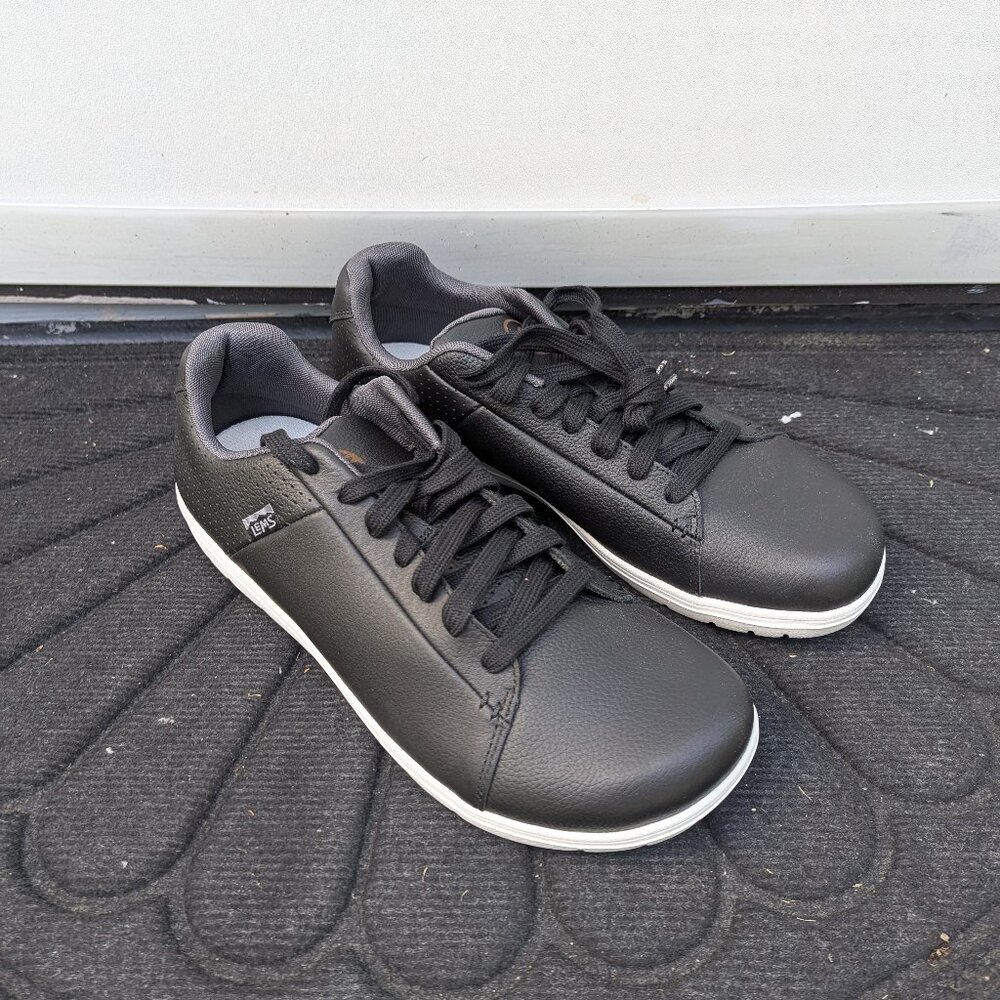 Lems Shoes Men's Kourt Black Leather Barefoot Sneakers M12.5